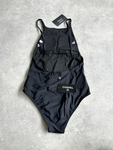 Chanel 23C Black Silver Crystal CC Logo One-Piece Swimsuit (3)