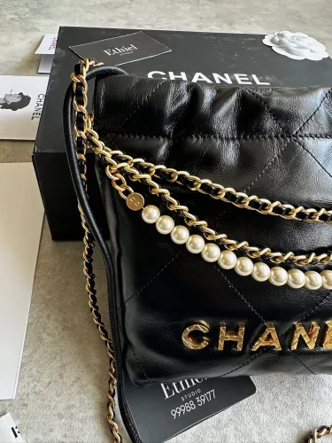 Chanel Mini 22 Bag with Pearl Chain (1)