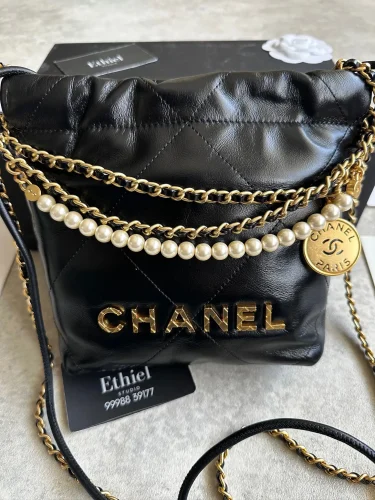 Chanel Mini 22 Bag with Pearl Chain (11)