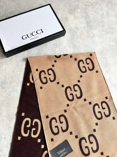 Gucci GG Jacquard Wool Silk Scarf (1)