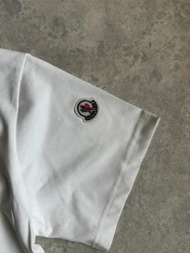 Moncler Embroidered Varsity Logo Cotton T-Shirt in silk white (1)