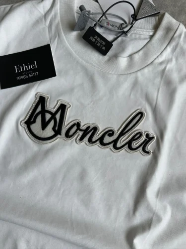 Moncler Embroidered Varsity Logo Cotton T-Shirt in silk white (5)