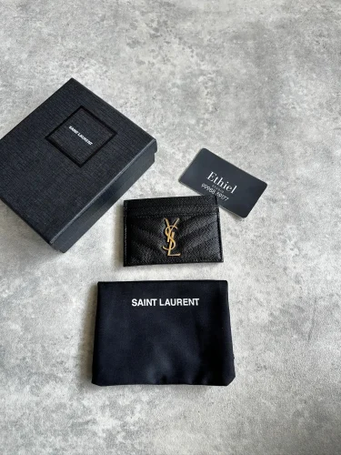 Saint Laurent Cassandre Matelassé Card Case in Grain de Poudre Leather (1)
