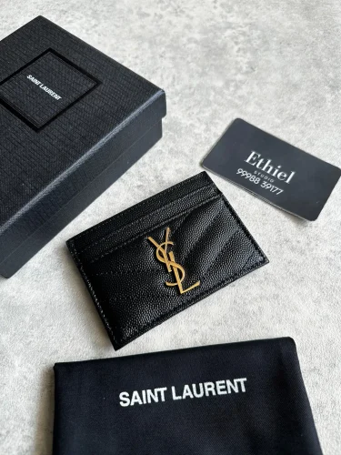 Saint Laurent Cassandre Matelassé Card Case in Grain de Poudre Leather (2)