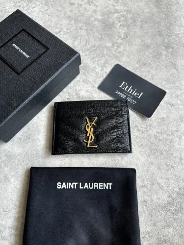 Saint Laurent Cassandre Matelassé Card Case in Grain de Poudre Leather (5)