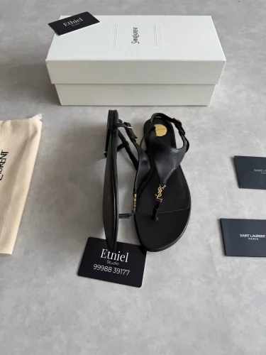 Saint Laurent Cassandre flat leather sandals (7)