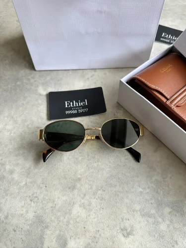 lCELINE CL40235U Triomphe Metal 01 Oval Sunglasses, (12)