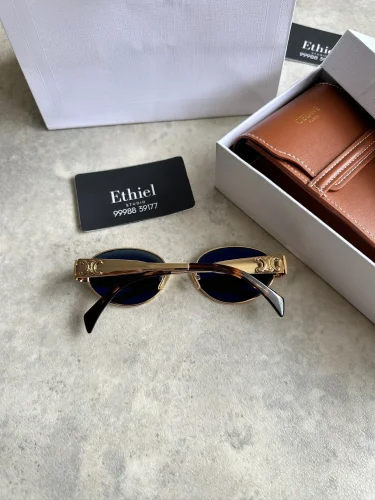 lCELINE CL40235U Triomphe Metal 01 Oval Sunglasses, (2)